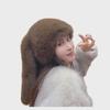Korean Style Plush Rabbit Ear Hat: Extra Long INS Mink Fleece Lei Feng Warm Cap for Women