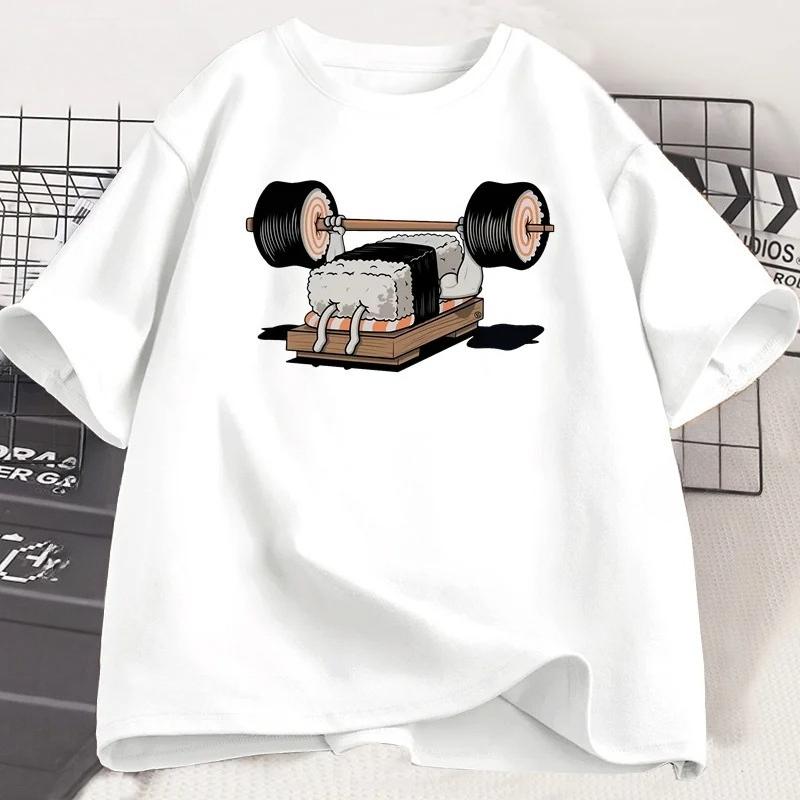 Fun Ladies Sushi Gym Tshirt Summer Harajuku Shortsleeved Printed Street Daily Wear