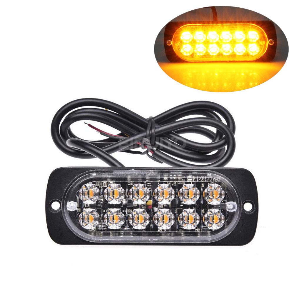 12 LED Strobe Lights Emergency Flashing Beacon Warning Light 12V 24V Stroboscopes For Auto DRL Car Truck Police Amber Red Blue