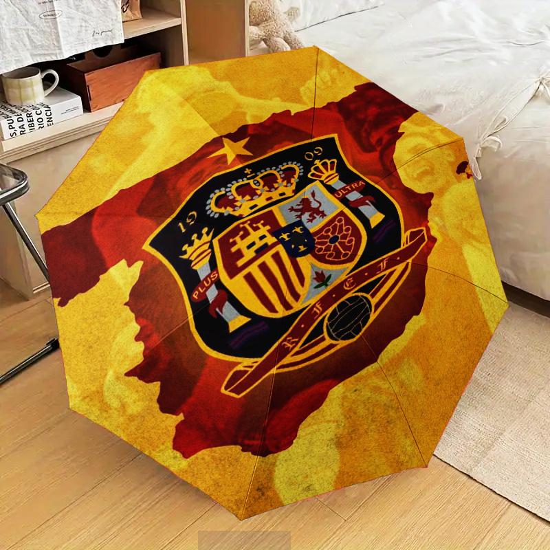 1PC Spanish National Emblem Printed Umbrella Folding umbrella, automatic umbrella 8-Frame for Travel, camping Fan gifts Christmas Gifts
