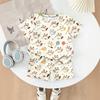 Kids Casual Short Sleeve Top and Shorts Set Animal Print Lightweight Comfortable Summer Outfit for Boys and Girls