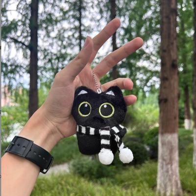 Плюшевая игрушка «Черный кот» 10 см – Мягкая мини-кукла, милая подушка-подвеска для детских подарков на день рождения и украшение для брелока