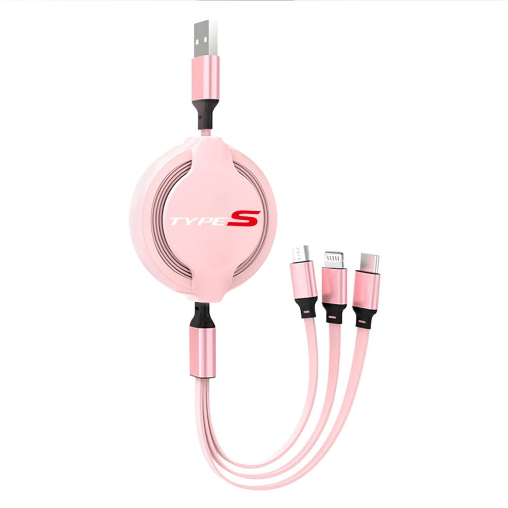 Car Phone Charger Fast Wire Charging Cable Three-head Data Cable For Honda Civic Accord Crv Hrv City Jazz CR-Z Element Insight RF6