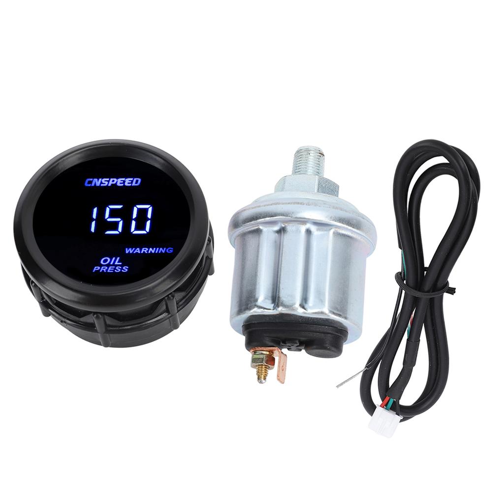 52mm Digital Oil Pressure Gauge Oil Press Meter with Blue Back Light Universal Fit for 12v Vehicle