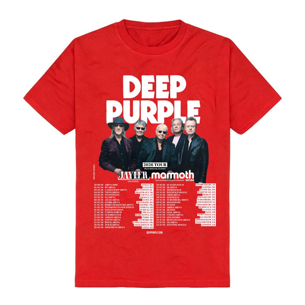 Футболка Deep Purple Band Тур 2026 Винтажная футболка группы Американская уличная одежда Наряд для живого выступления Круглый вырез Хлопок Взрослый Унисекс