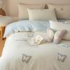 Egyptian Cotton Cute 3D Animal Embroidery Bedding Set Ultra Soft Comfortable Duvet Cover Elastic Fitted Sheet Pillowcases