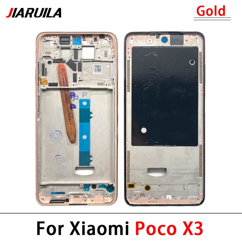 Metal Middle Frame For Xiaomi Poco X3 NFC Global Version Back Battery Cover Rear Housing Middle Frame Bezel Plate Repair