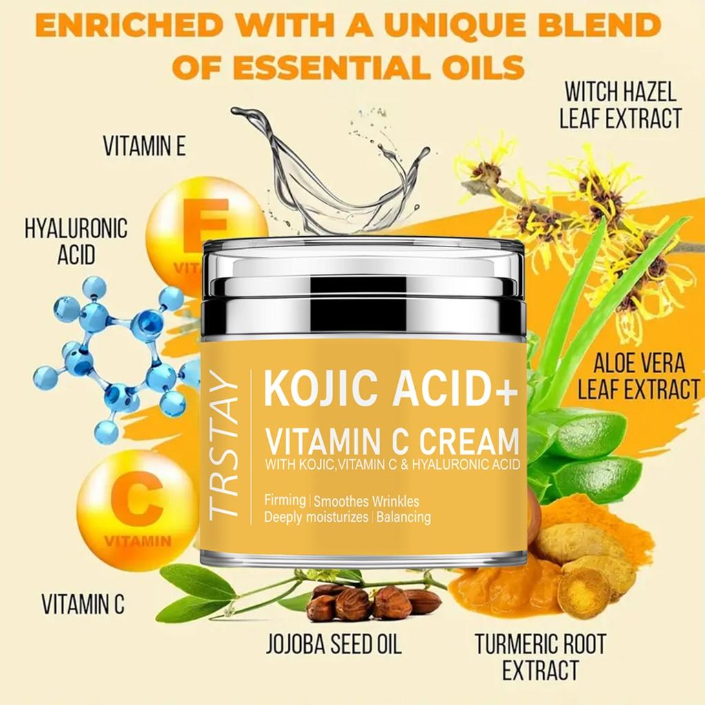 Kojic Acid + Vitamin C Cream for Body Neck and Face Whitening Moisturing Brightening Tightening Cream