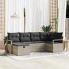 6-piece Garden Sofa Set with Light Grey Cushions In Poly Rattan, 2-seater Garden Sofa with Storage and 3360513