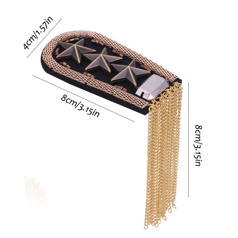 Brooch Tassel Chain Shoulder Board Epaulet Star Shoulder Flash Retro Epaulette  Suit