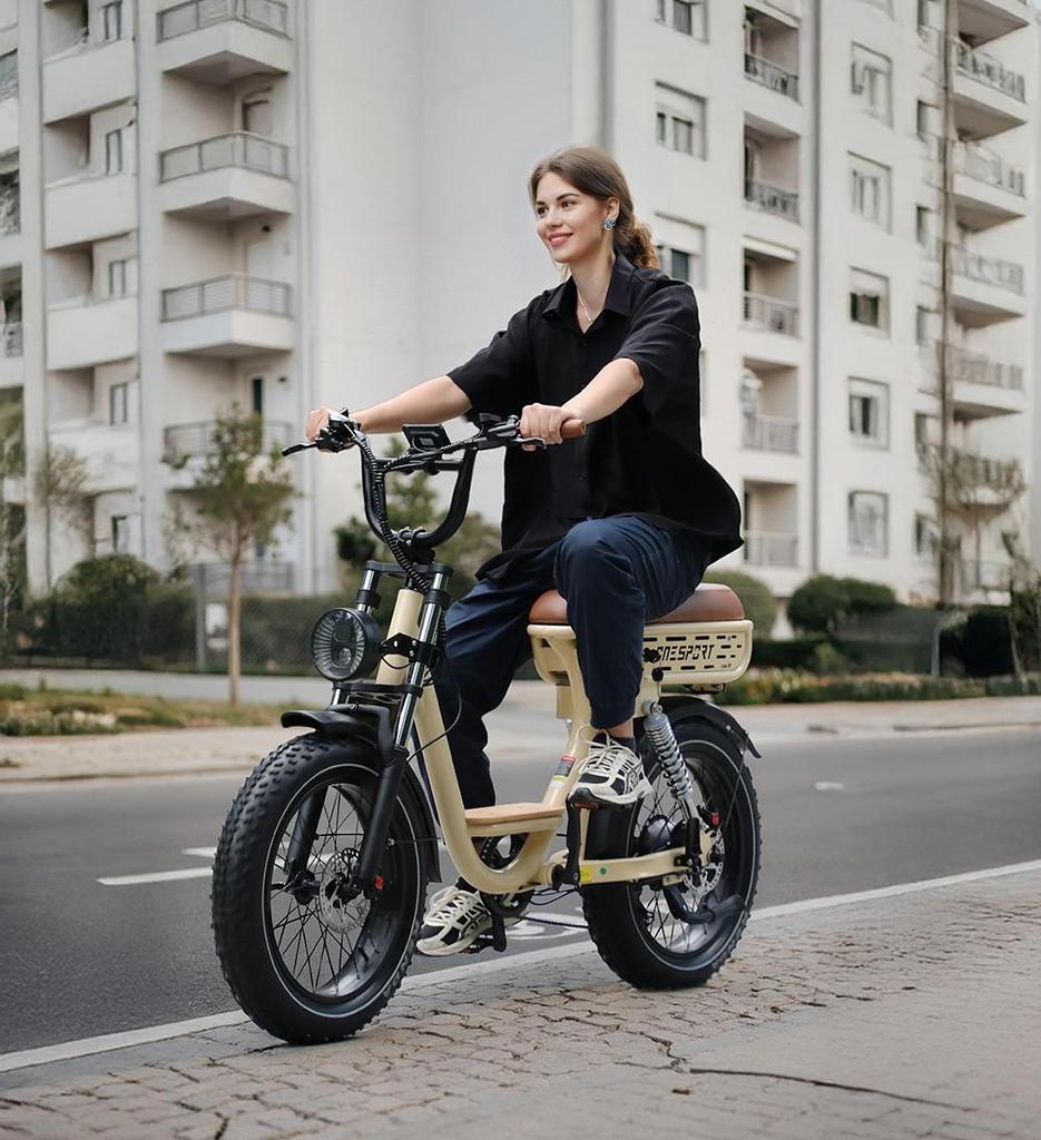 Onesport W77 Electric Bike, 500W Motor, 48V 18Ah Battery, 20*4 Inch Tires, 25km/h Max Speed, 90km Range