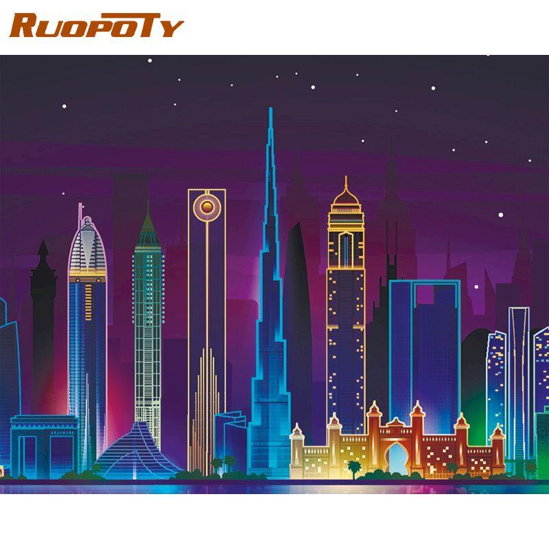 RUOPOTY Картина маслом, набор для рисования по номерам, акриловая краска, ручная роспись, настенное искусство для домашнего декора, 40x50 см