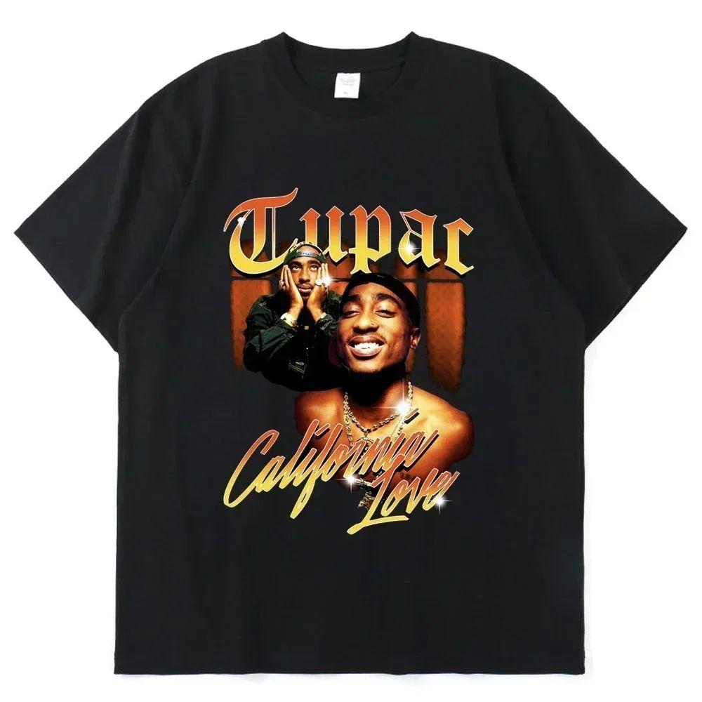 Rapper Tupac Tops Hip Hop Streetwear Vintage Y2k Tops Fashion Tshirt Print T Shirt Unisex Harajuku Casual Loose Tees Unisex
