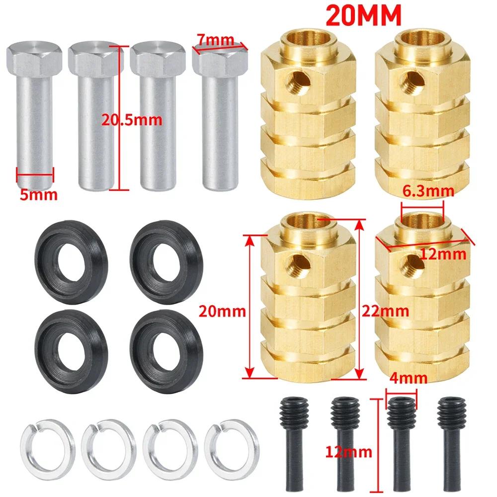 YEAHRUN 4PCS Brass 12MM Wheel Hex Drive Adapter Extended 5/8/9/10/11/12/15/20mm for 1/10 RC Crawler Car TRX4 TRX6 Parts