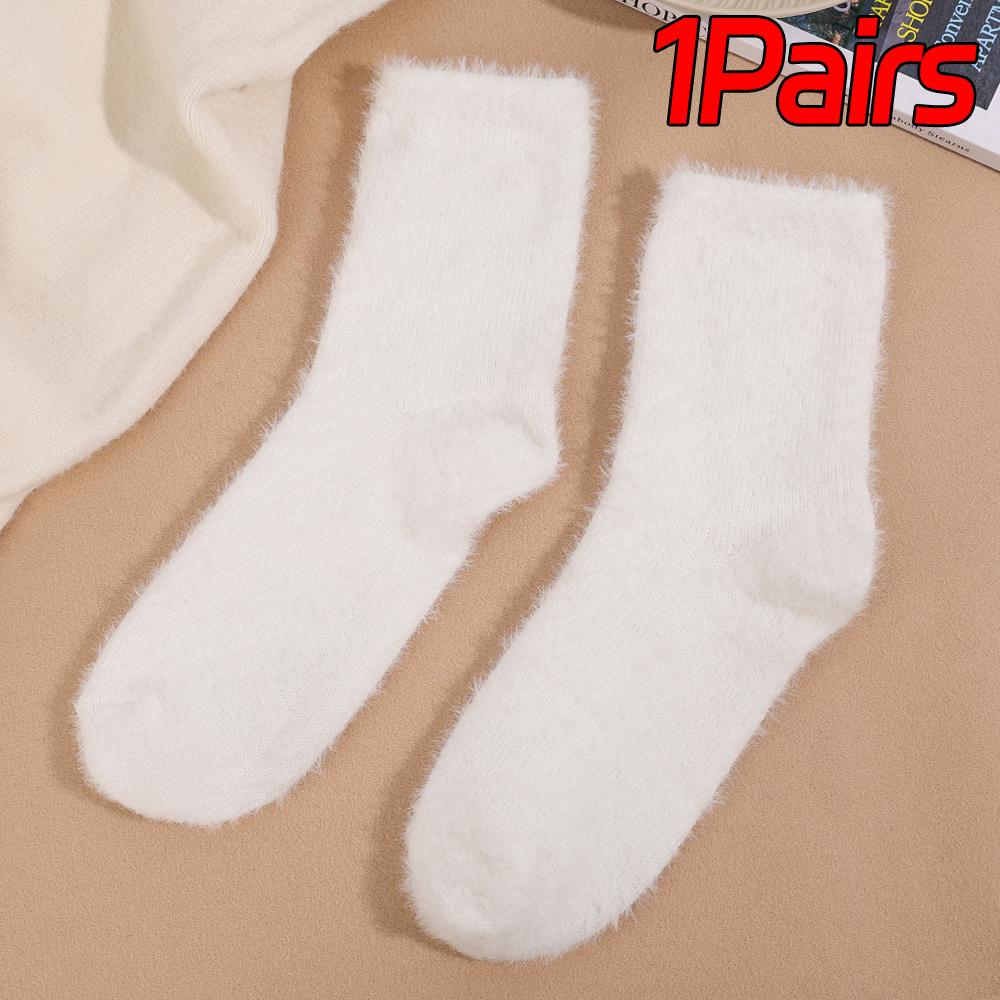 3 пары милых носков из норкового вельвета, кораллового вельвета для женщин, осенне-зимние, теплые, утолщенные, термо, мягкие, эластичные, для сна, плюшевые, пушистые носки