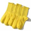 Женские весенние новые спортивные носки средней длины из хлопка флуоресцентного желтого цвета для скейтборда