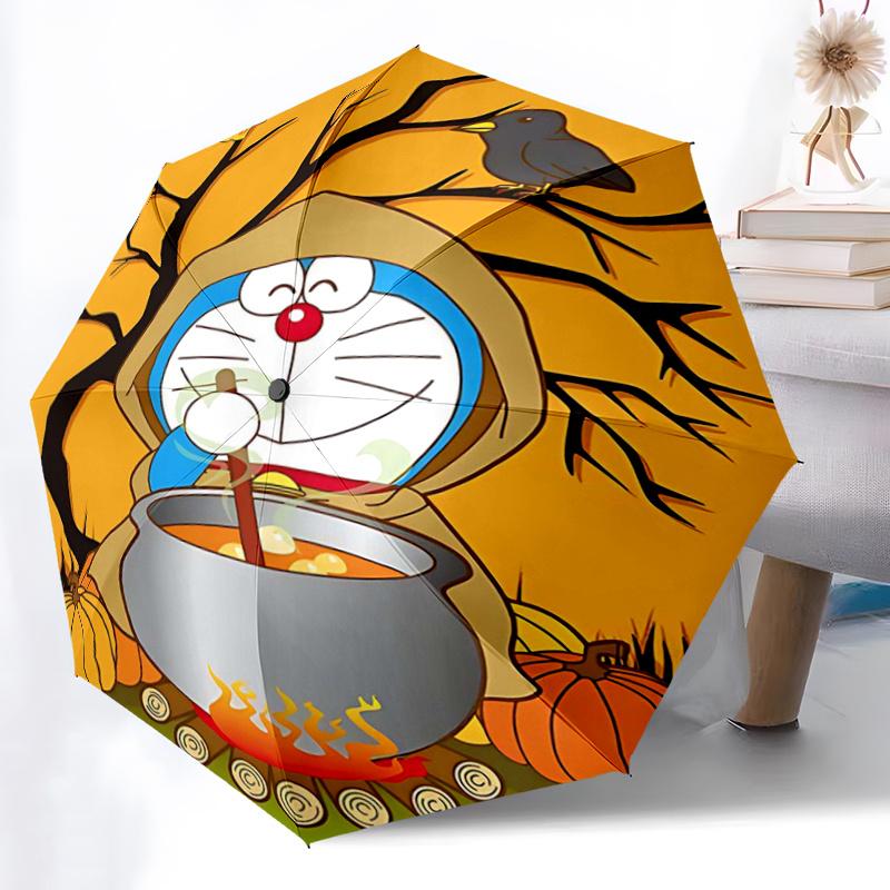 1 шт. Складной зонт Doraemon's Halloween Adventure, модный, персонализированный, высококачественный, незаменимый для лета, 8 ребер, прочный