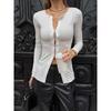 Women S White Slim Fit Long Sleeve Knitted Cardigan Casual Fashion
