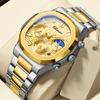 Fashion Quartz Watches For Mens Creative Moon Phase Luxury Luminous Dial With Chronograph Clock Male Casual