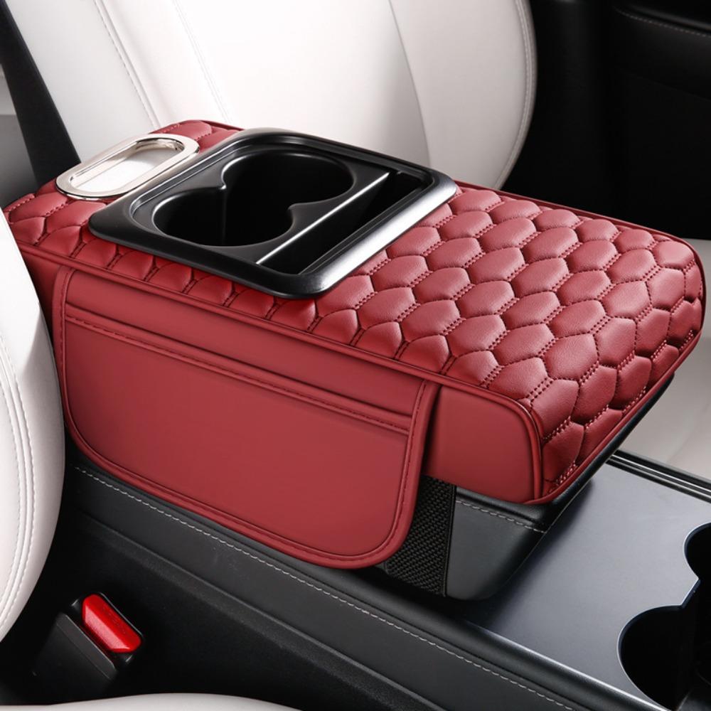 Подушка-подлокотник из искусственной кожи, портативная, для автомобиля, новая, с ящиком для хранения, универсальная
