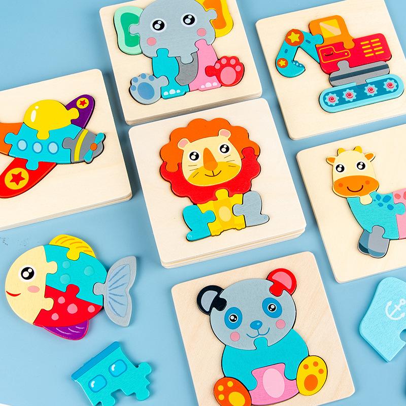 Детские деревянные игрушки, 3D головоломки, мультяшные животные, интеллект, познавательные головоломки, деревянные головоломки, ранние развивающие игрушки для детей, подарки
