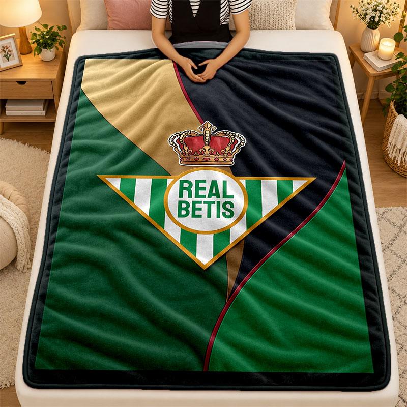 Flannel BlanketReal Betis Football Warm Soft Throw Blanket for Indoor Sofa Bed Living Room Use