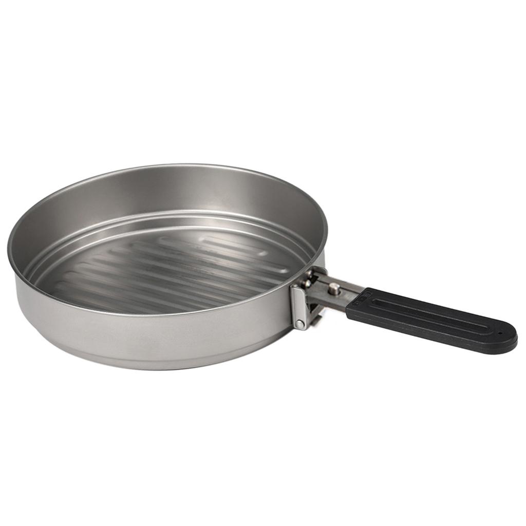 Титановая сковорода 1100 мл Сверхлегкая сковорода-гриль со складной ручкой для приготовления пищи на открытом воздухе, кемпинга, пеших походов, рюкзаков