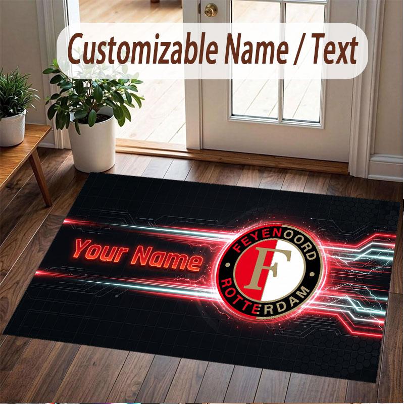 Custom Rug Feyenoord Pattern Print Name Text Soft Non‑Slip Floor Carpet for Home Indoor Decoration