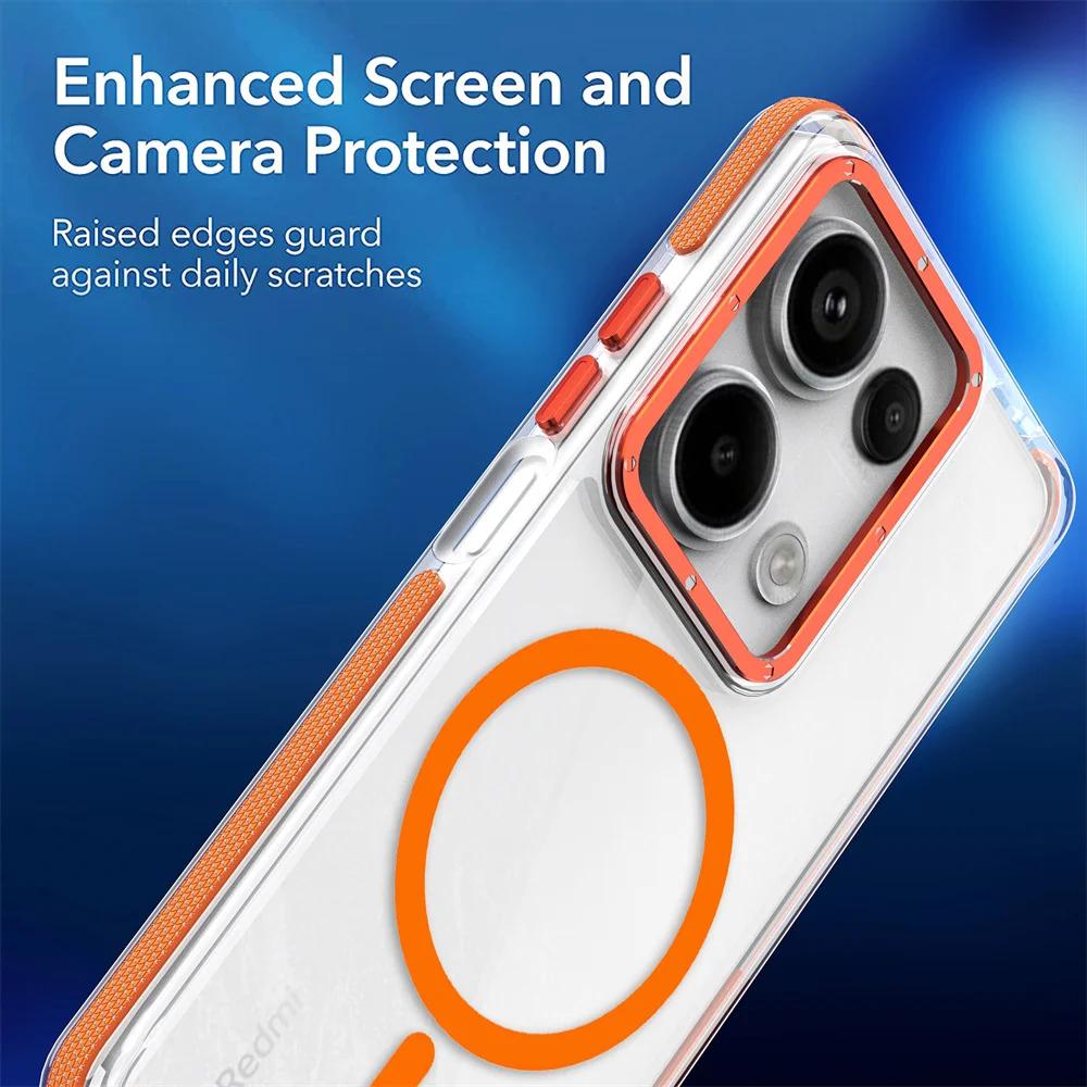 Роскошный противоударный магнитный прозрачный чехол для Redmi Note 14 13 12 Pro Plus 4G 5G чехол Magsafe для Xiaomi PocoX7 Pro 14T Pro Fundas