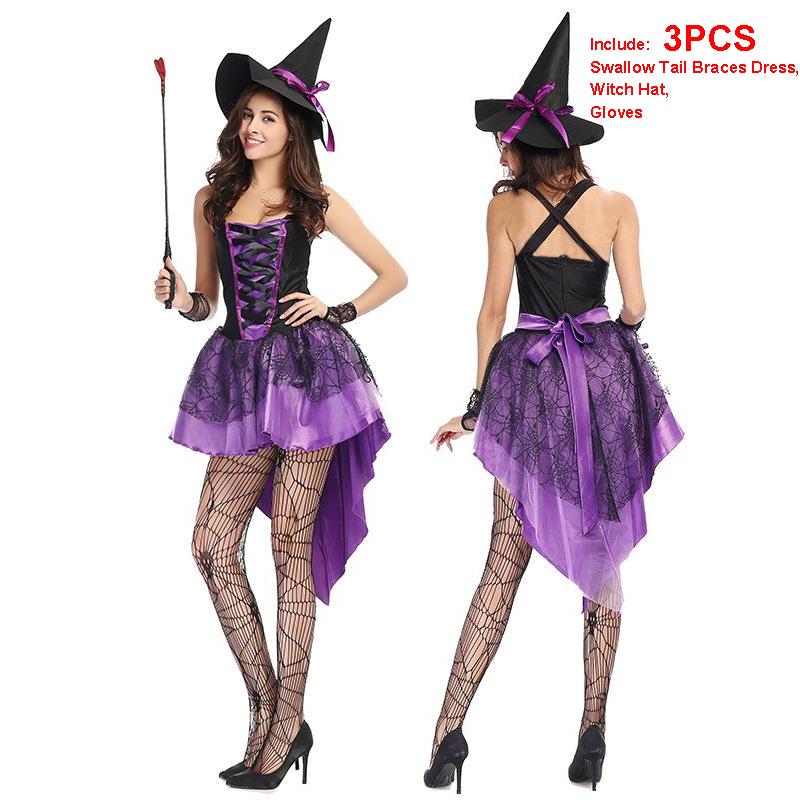 Женская сексуальная юбка, маскарадные платья, костюм фэнтези, черная ведьма, косплей