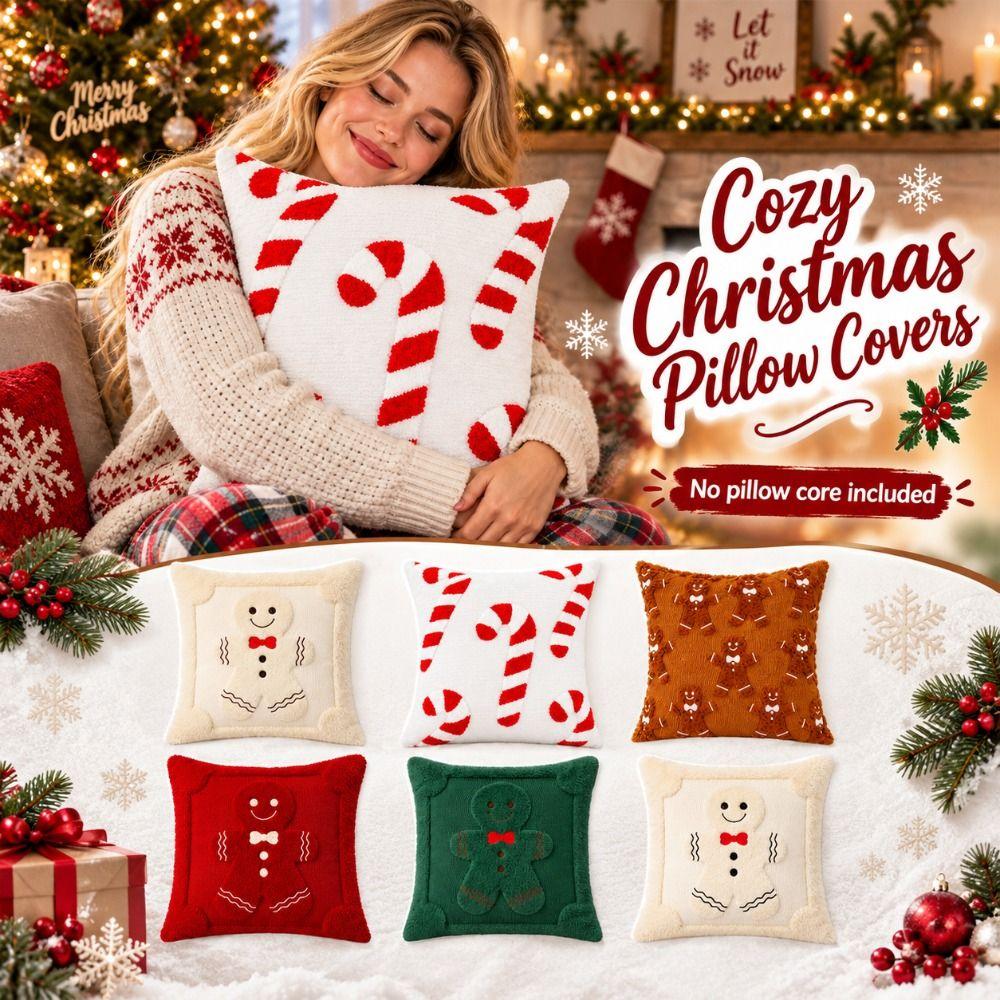 Gingerbread Throw Cushion Case Snowman Sofa Cushion Cover New Pillow Cover Living Room Decor