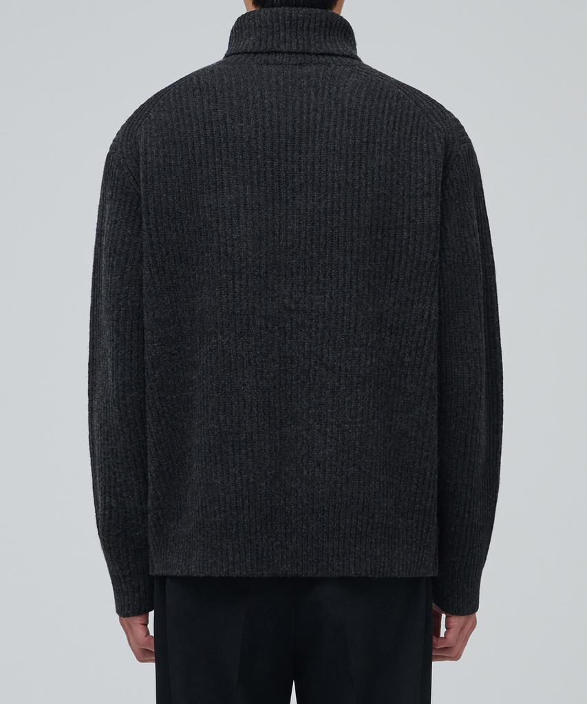 MUSINSA STANDARD Lambswool Ribbed Turtleneck Knit [Charcoal Gray]