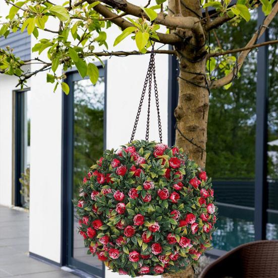 1/2Pcs 20/25CM Artificial Boxwood Topiary Ball UV Resistant Weather-proof Hanging Faux Flower Greenery