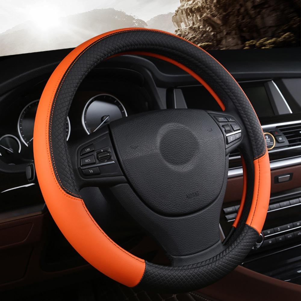 PU Leather Steering Wheel Cover 38cm Steering Cover Steer Wheel Protector Car Interior Decoration