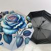1pc Blue Rose with Dew Drops Umbrella with Plastic Handle,Suitable for All Seasons Home Travel Outdoor UmbrellaDD1051