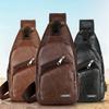 Men Fashion Casual PU Shoulder Chest Bag USB Charging Messenger Travel Packs