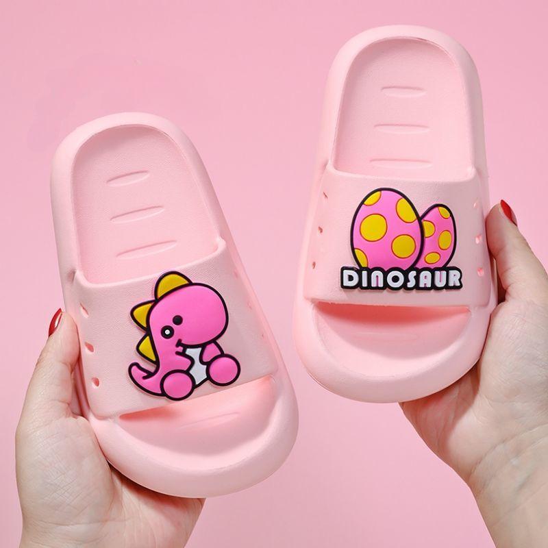 Детские тапочки с динозаврами, домашняя одежда для мальчиков и девочек, нескользящие сандалии с мягкой подошвой для ванной комнаты