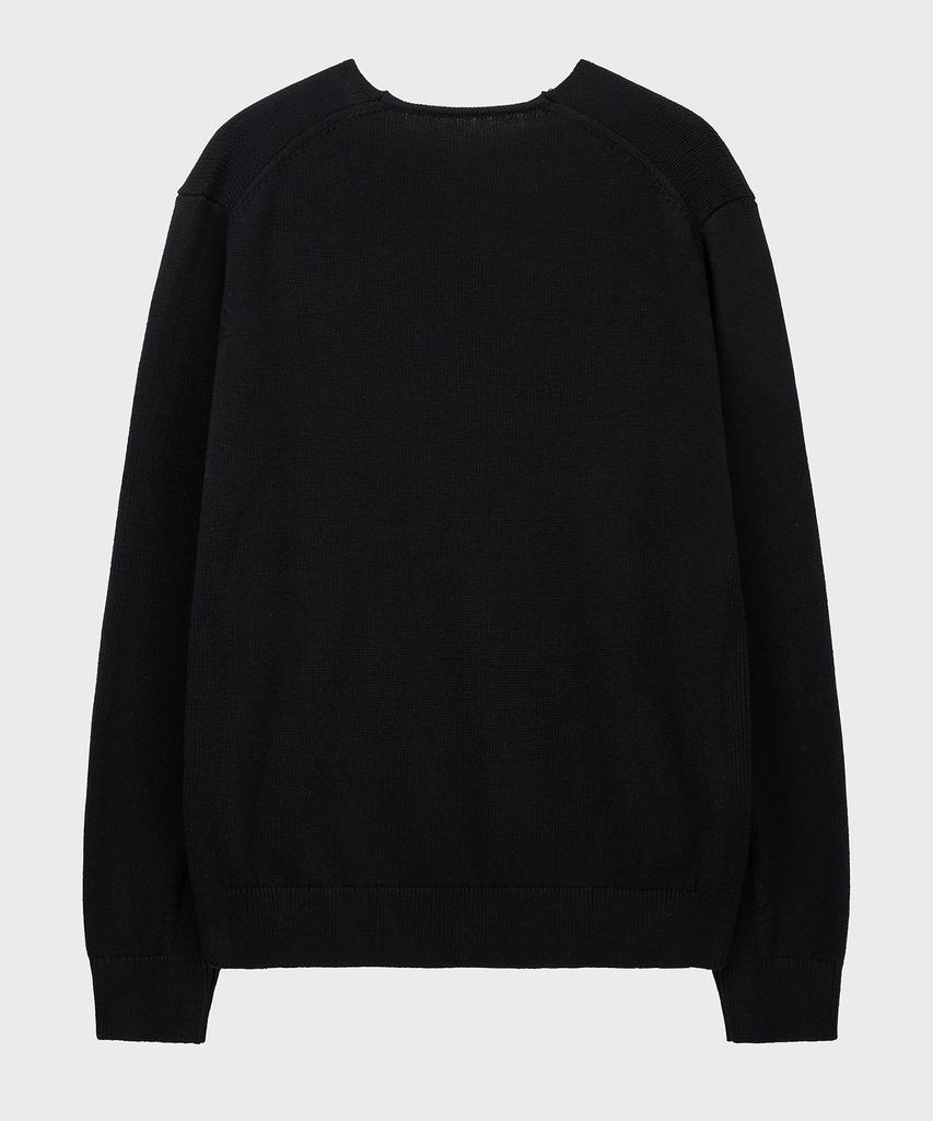 NOIRER Cashmere Cotton Deep V-Neck Knit (Black)