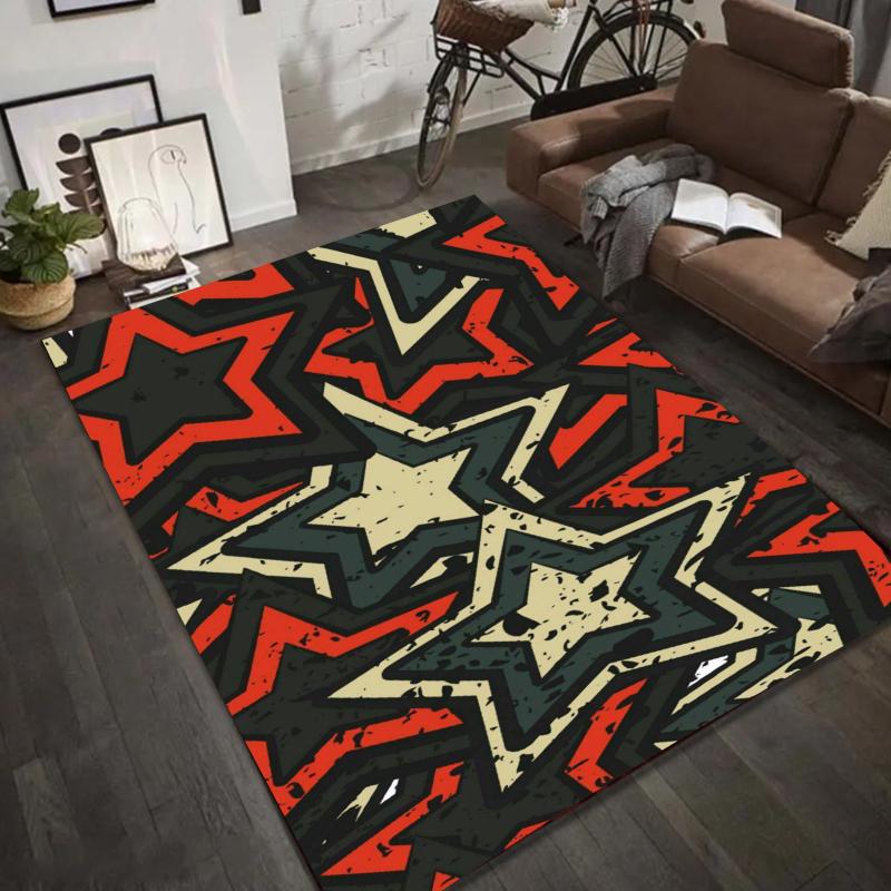Graffiti Star Pattern Area Rug Urban Art Floor Mat Carpet for Living Room Home Decoration Bedroom Decor Living Room Decoration