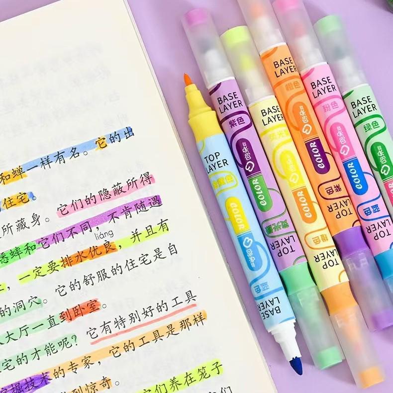 Korean Double-Ended Fluorescent Highlighting Marker Pen for Students