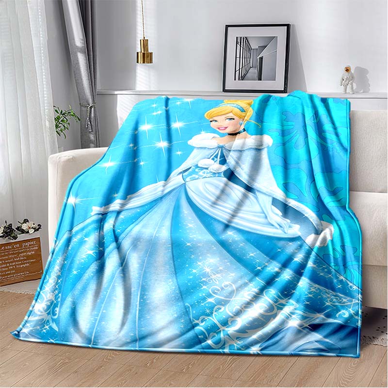 6 Sizes Princess Cinderella Cartoon Soft Flannel Fluffy Throw Camping Blanket for Children Sofa Throw Thin Blanket Female Gift