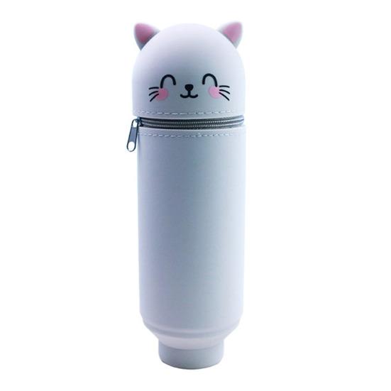 Телескопический силиконовый пенал с изображением мультяшных животных, держатель для ручек, сумка для хранения канцелярских принадлежностей и косметики для школы и офиса