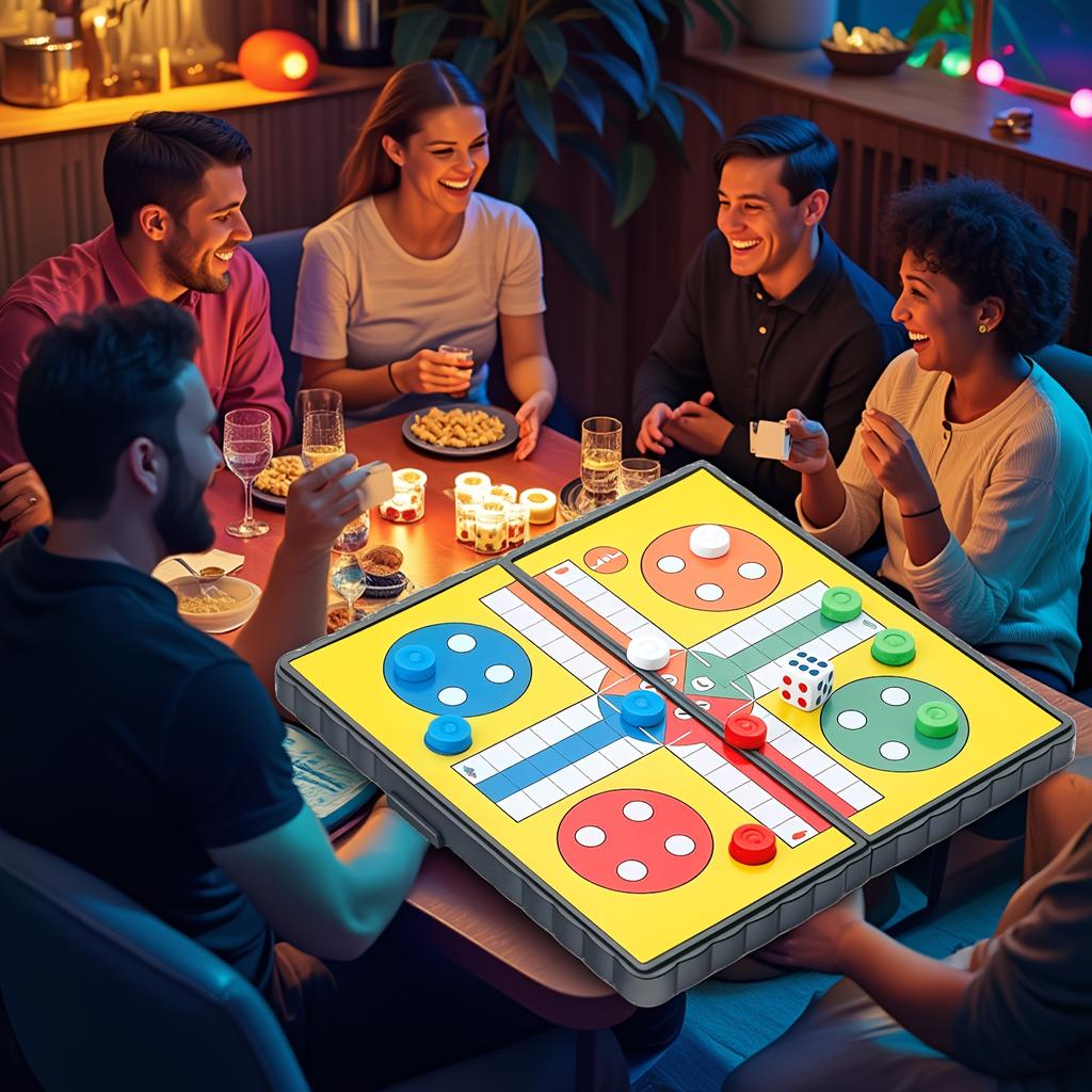 Portable Folding LUDO Board Game Set for 2-4 Players Ideal for Family Camping Team Building Party Travel Flight Chess Board Game
