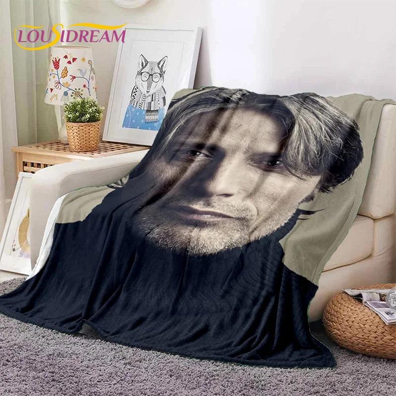 Мягкое фланелевое одеяло Mads Mikkelsen 3D Actor Star для кроватей, диванов, пикников, плед для отдыха на свежем воздухе, подарок