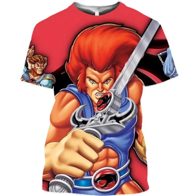 Летняя Аниме Футболка 2025 Thundercats 3D Принт Мужская Женская Модная Оверсайз Детская Мальчик Кавайные Футболки Топы Девочка Мужская Одежда