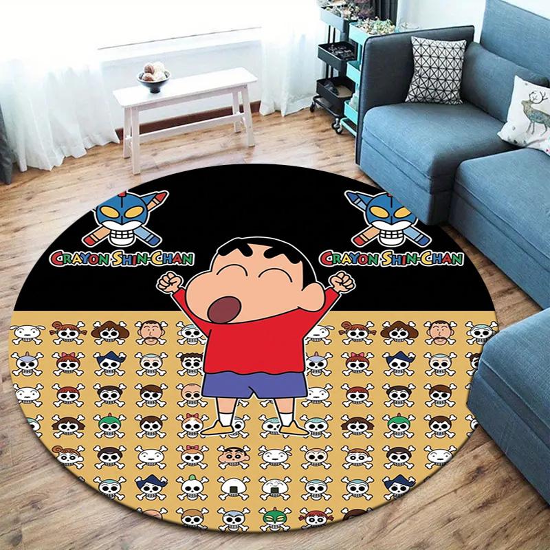 Crayon Shinchan Round Area Rug Carpet Rug For Living Room Bedroom Sofa Playroom Decor Nonslip Floor Mat