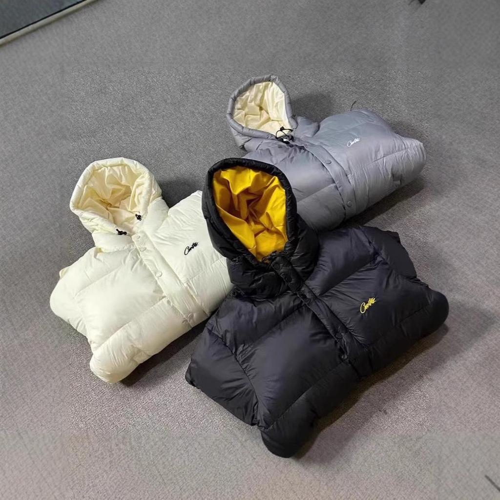 Пуховая куртка Corteiz 24ss Alcatraz с вышивкой и капюшоном - Модный зимний стиль для пары