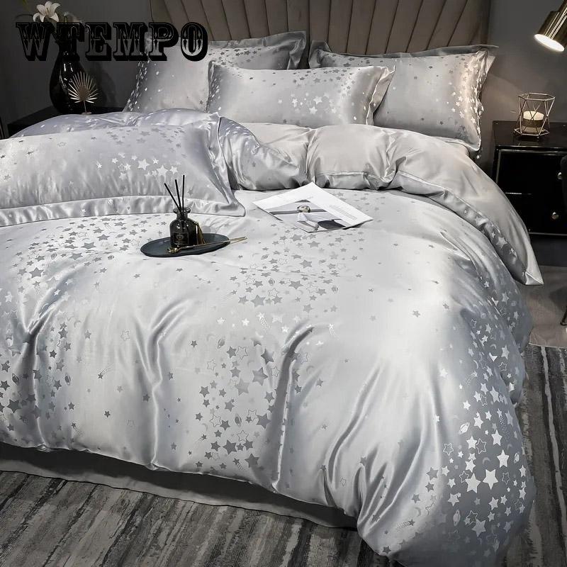 4pcs/set Light Luxury High-end Quilt Cover Sheet Bedding Set Comfortable Soft Ice Silk Naked Sleeping Bedspreads Four Piece Bedding Suits