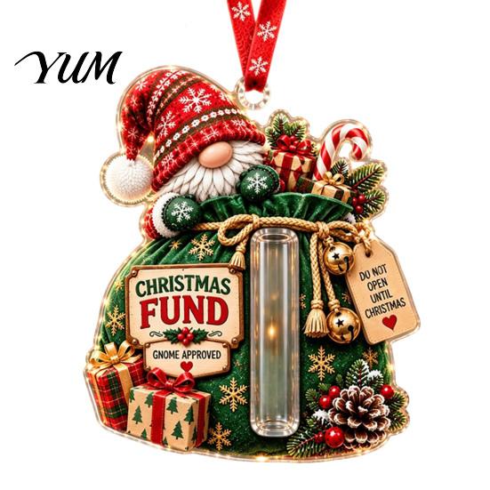 Christmas Party Favors Gnome Cash Holder Ornament, Acrylic Hanging Pendant for Holiday Money Envelope Alternative Tree Decoration, Surprise