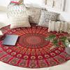 Red Chili Round Table Cover Bohemia Indian Mandala Table Cloth Fabric Peacock Father Tablecloth Mediterranean Style Kitchen Round
